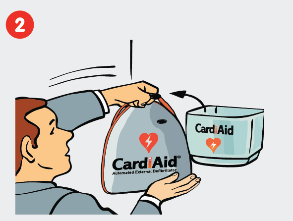 CardiAid Step 2, Send someone to bring the AED .